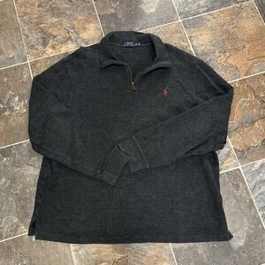 POLO RALPH LAUREN Sweater Men's XL Grey 1/4 Zip Long Sleeve Pullover Estate Rib